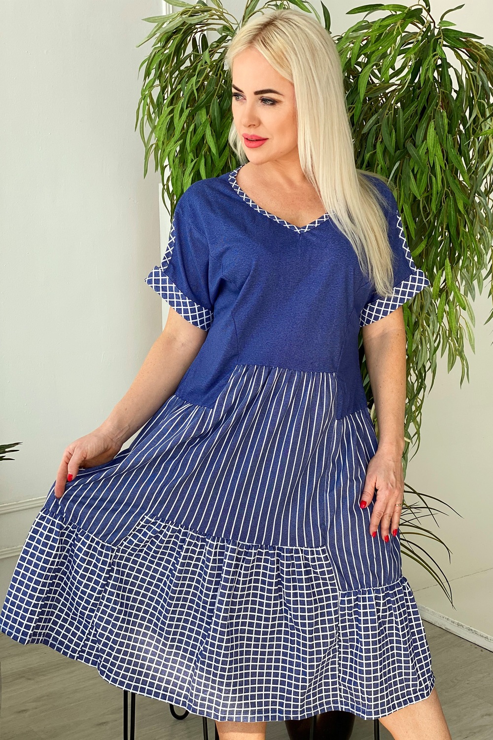 Фото товара 22797, синее легкое домашнее платье