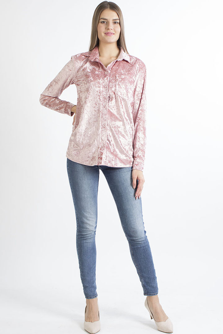 Фото товара 18641, розовая бархатная рубашка