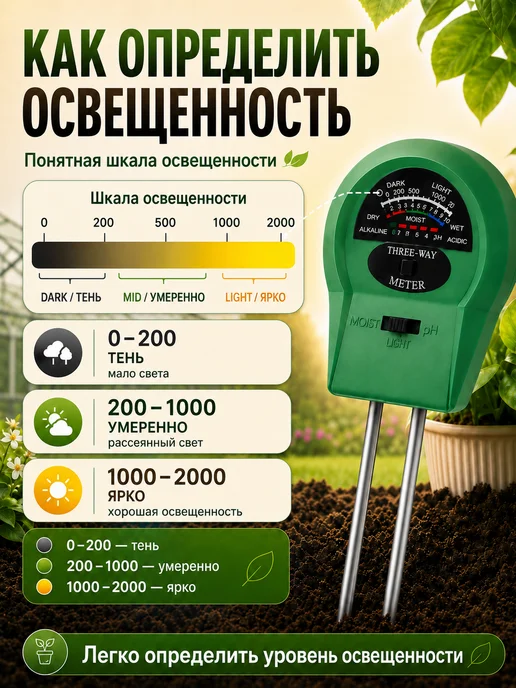 Фото товара 25508, ph метр кислотности и влажности почвы
